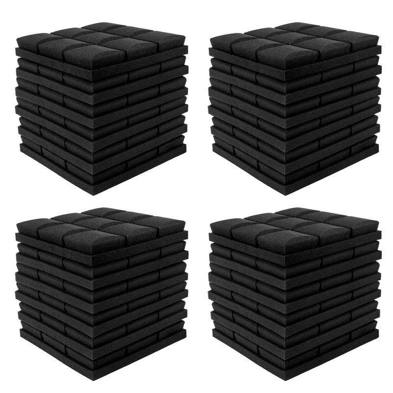 JBER 24 Pack 2" X 12" X 12" Acoustic Foam Panels,Soundproofing Wall Studio foam Panels wedges,Sound Insulation Absorbing Acoustic Treatment,9 Blocks Beveled Mushroom Fireproof Design - Black - Image 4